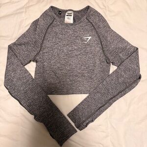 Gymshark Heathered Gray Long Sleeve Crop Top